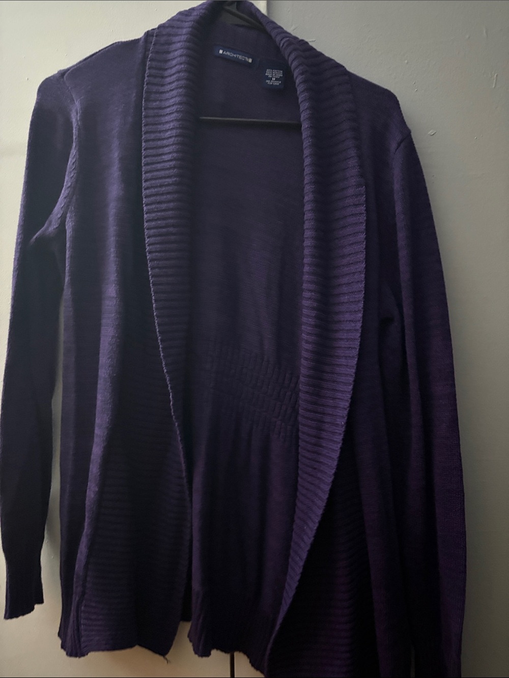 Architect Purple Open-Front Ribbed Shawl Cardigan